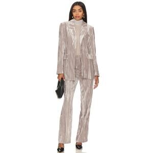 NEW Steve Madden Crushed Velvet Silver Imaan Blazer XL Mercer Pant Large Set NWT